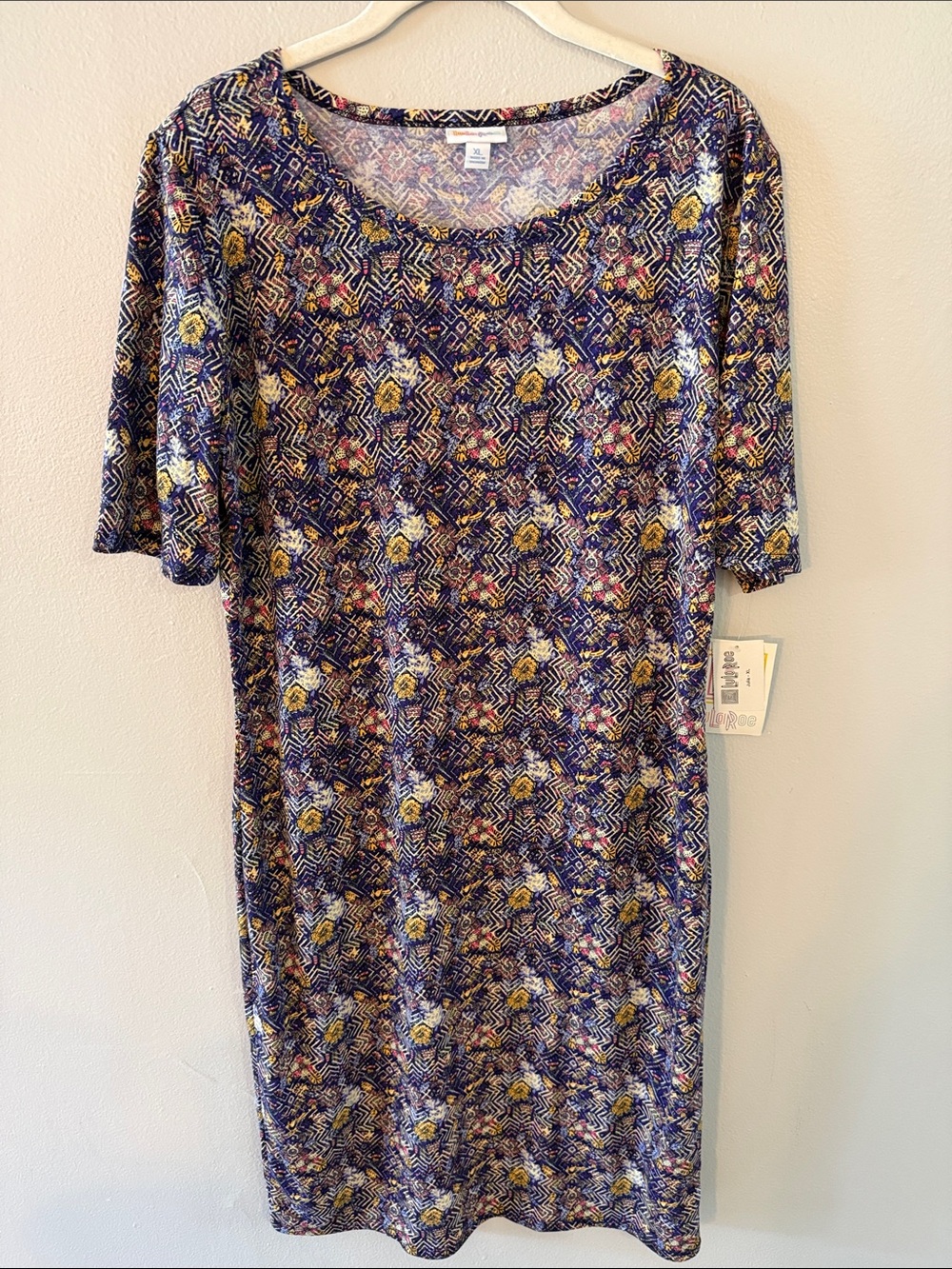 LuLaRoe Navy Purple Floral Midi Dress